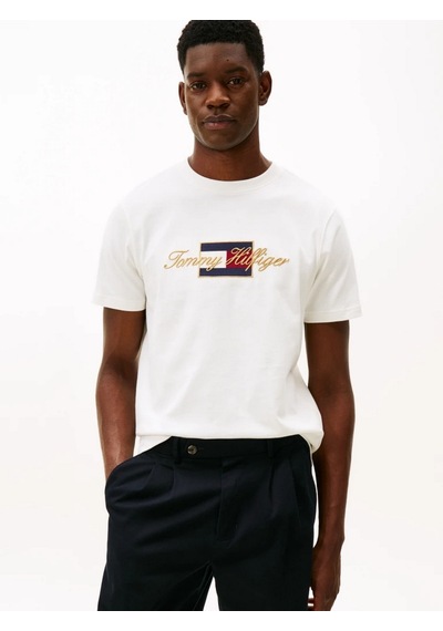 Tommy Hilfiger Mw0mw41500 Icon Gold Erkek Tişört Ekru