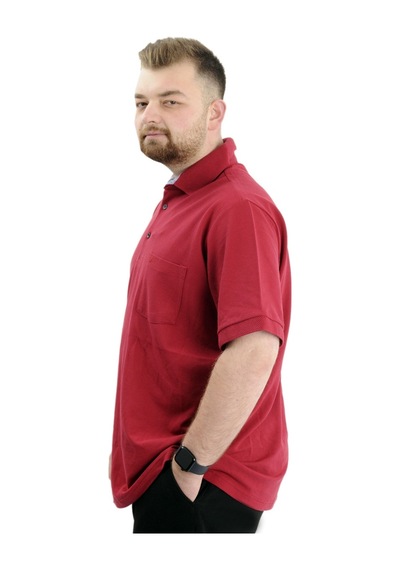 Mode Xl Battal Beden Erkek Tshirt Polo Yaka Cepli Klasik Pike 20552 Bordo Bordo