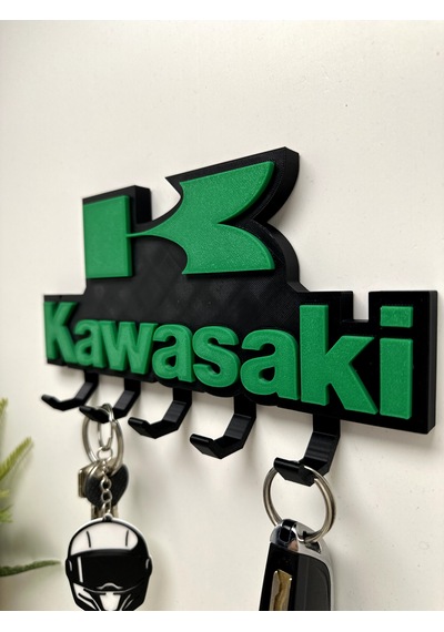 3d Baskı Dekoratif Kawasakı Model Motorcu Anahtar Askılığı Siyah - Yeşil