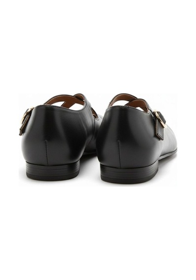 Ne&ve Shoes Siyah Hakiki Deri Çapraz Bantlı Kadın Günlük Babet