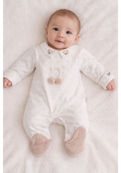 Cayzen Erkek Bebek Şapkalı Tulum 2li Set 1097 Kahve Ponpon Kahve Ponpon