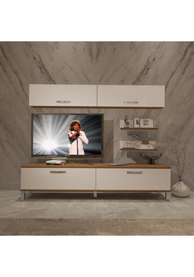 Decoraktiv Eko 5 Slm Std Krom Ayaklı Tv Ünitesi Tv Sehpası - Ceviz Beyaz Ahşap - Beyaz Decoraktiv Eko 5 Slm Std Krom Ayaklı Tv Ünitesi Tv Sehpası - Ceviz Beyaz Ahşap - Beyaz