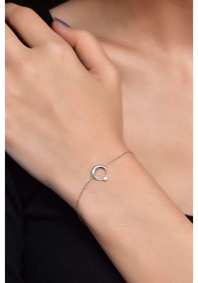 Papatya Silver 925 Ayar Gümüş Rodyum Kaplama Ayyıldız Bileklik