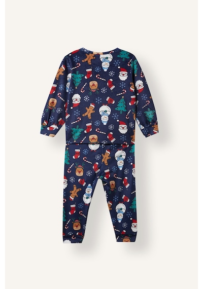 Defacto Bisiklet Yaka Baskılı Kadife 2li Pijama Takımı Erkek Bebek I2474a526cwnv256 Lacivert-nv256