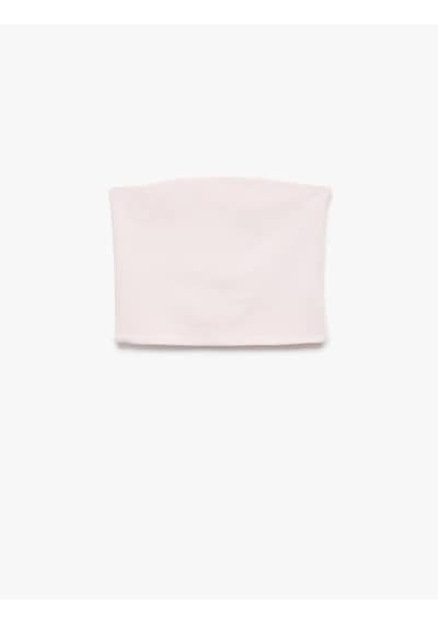 Koton Pamuklu Straplez Kolsuz Slim Fit Crop Bluz Pembe 5sal30203ık Gül