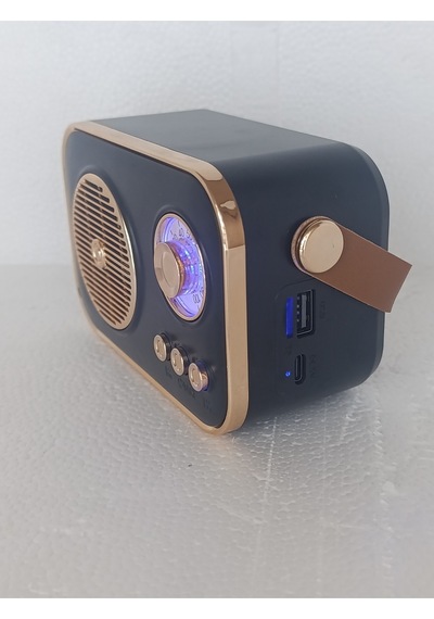 Nostaljik Retro Radio Parlak Kaplama Bluetooth Bağlantılı Hoparlör - Siyah- Tek Ebat