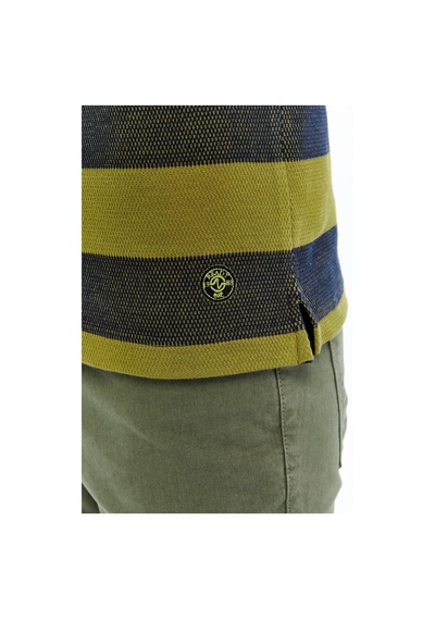 AR-MA Arma Erkek Örme Ribanalı Regular Fit Çizgili Polo Yaka Sweatshirt %95 Pamuk %5 Elastane K30554952902 Haki