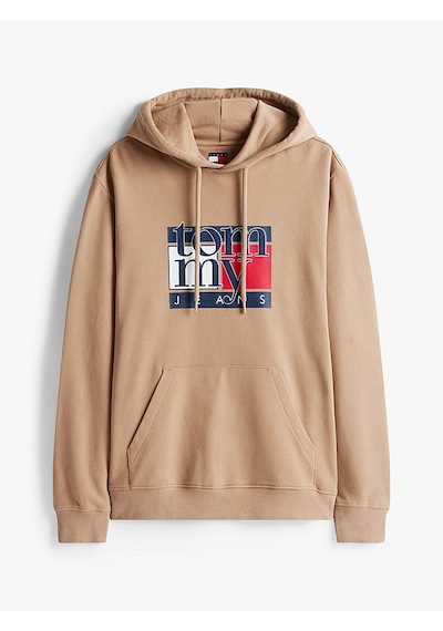 Tommy Hilfiger Erkek Marka Logolu Kapüşonlu Şık Görünüşlü Bej Sweatshirt Dm0dm22092 Afe