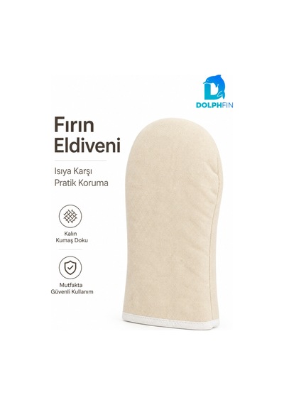 Isıya Dayanıklı Fırın Eldiveni Kalın Kumaşlı Tepsi Tutacağı Bej