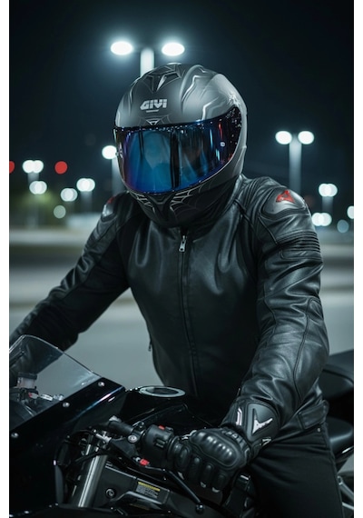 Gıvı 50.x Arachno Mat  1 Renkli 1 Şeffaf Vizörlü Motosiklet Kask Lacivert Vizör + Şeffaf