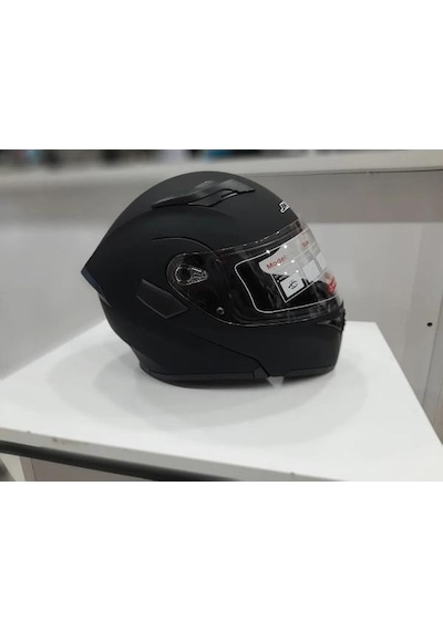 Jk-20 Jk 902 Mat Siyah Çene Pedli Güneş Vizörlü Çeneden Açılır Kask Mat Black