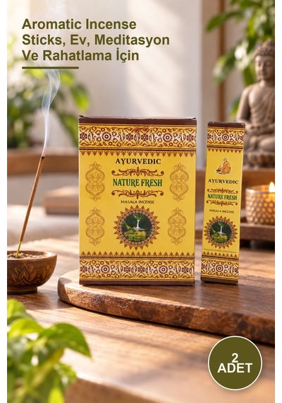 2 Adet Ayurvedic Nature Fresh Aromalı Tütsü Çubuğu Aromatic Incense Sticks, Ev, Meditasyon Ve Rahatlama İçin