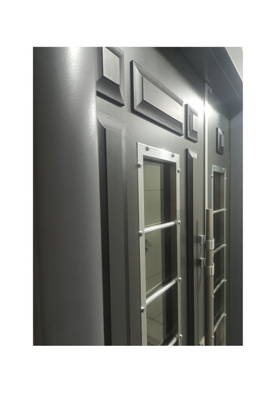 Çelik Kapı Modelleri Antrasit Kabartmalı Model Bina Kapısı Sol