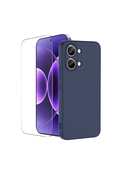 Teleplus Xiaomi Poco X8 Pro Max Kılıf Mara Lansman Silikon + Nano Esnek Ekran Koruyucu Lacivert