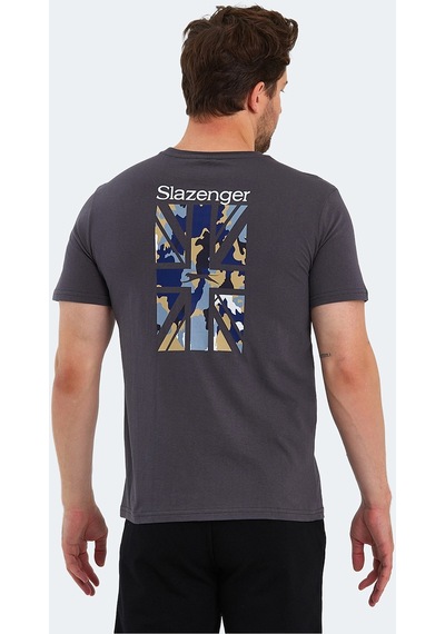 Slazenger PACET Erkek Baskılı Koyu Gri Tişört
