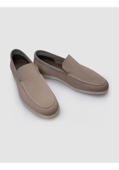 Cabani Triko Bej Hakiki Deri Detaylı Erkek Loafer-bej Bej