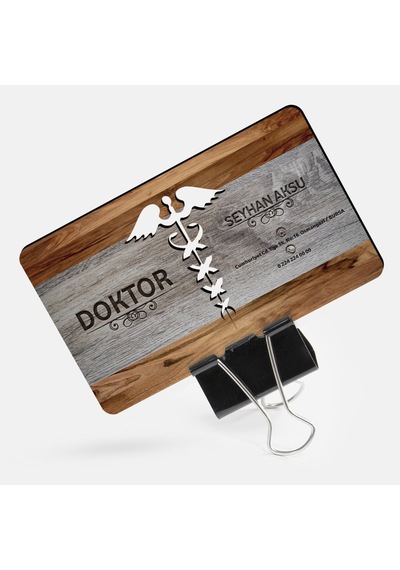 Kişiye Özel Mesleki Doktor Ahşap Kartvizit (Model 7-1) 50 Adet