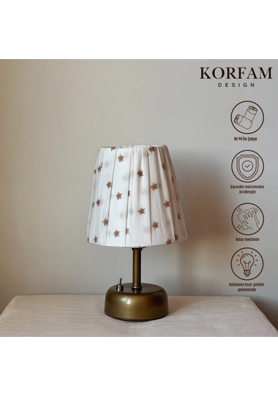 Yıldız İşlemeli Kumaş Pilli Masa & Gece Lambası Çok Renkli