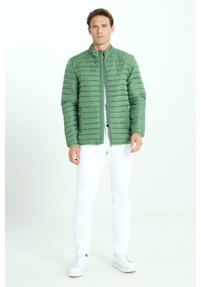AC&Co / Altınyıldız Classics Erkek Yeşil Sıcak Tutan Standart Fit Normal Kesim Dik Yaka Yan Cepli Mont YESIL Yeşil