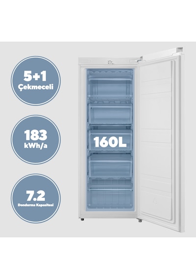 Kumtel HFR-160 160 L 5 Çekmeceli Dikey Derin Dondurucu