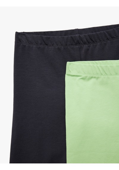 Koton Beli Lastikli Pamuklu 2'li Basic Tayt Seti Multıcolor 5skg10299ak Mavi Koton Beli Lastikli Pamuklu 2'li Basic Tayt Seti Multıcolor 5skg10299ak Mavi