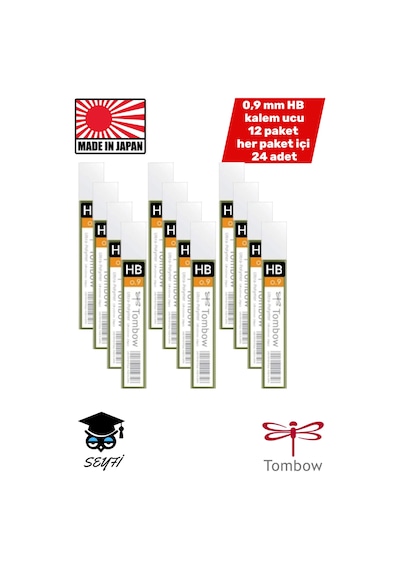 0,9 Mm Hb Kalem Ucu 12 Paket Her Paket İçi 24 Adet Çok Renkli