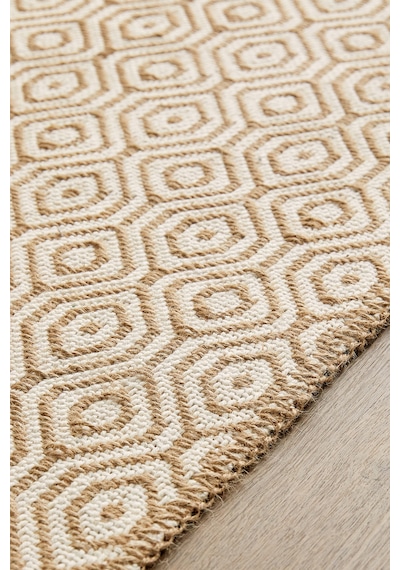 Ocean Home Textile Ekru Renk Karo Desenli Jüt Halı Kilim 120 X 180 Cm