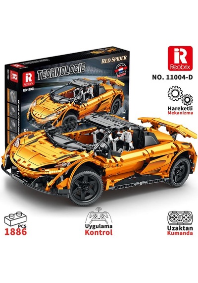 Reobrix Technic 11004-d 1/10 Mclaren 675lt Spider Araba Kumanda&motorlu Yaratıcı Yapı Blok Seti Building Blocks - 1886 Parça