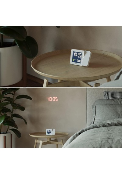 Dijital Kablosuz Projeksiyonlu Çalar Saat, Orta Avrupa Saat Dilimi Dcf İçin, Negatif Lcd Ekranlı, Hızlı Ayar Ve Alarm Bip Sesi, Siyah Renkte, Model Bc15b-dcf. Çok Renkli