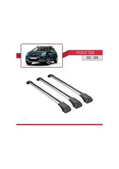 Peugeot 2008 2013-2019 Arası İle Uyumlu Ace-1 Ara Atkı Tavan Barı Gri 3 Adet Bar