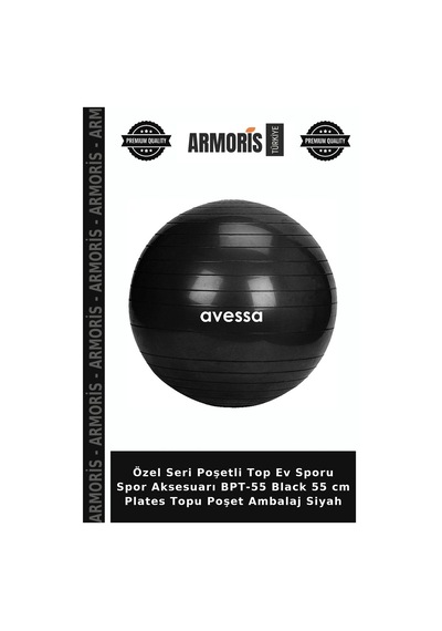 Özel Seri Poşetli Top Ev Sporu Spor Aksesuarı Bpt-55 Black 55 Cm Plates Topu Poşet Ambalaj Siyah