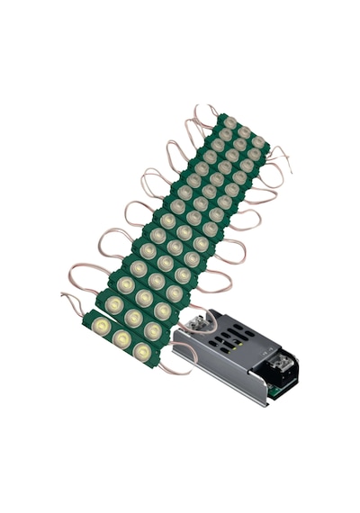 20 Adet 12 Volt 3 Watt 3 Lensli Yeşil 3030 Smd Led Modül 5a Slim Trafo Set