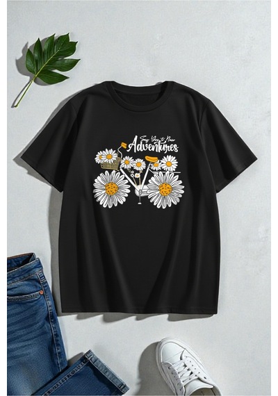 Uyguntarz Adventures Baskılı Tasarım Tshirt Siyah