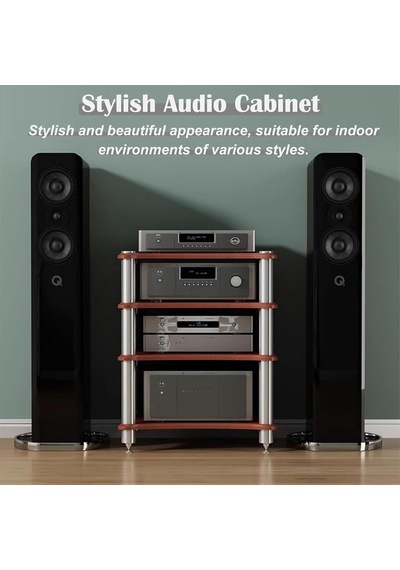 Modern Ses Rafı 2 Katlı Stereo Dolap, Meşe, Yuvarlatılmış Köşeli, Pikap Ve Ev Sineması Cihazlarını Saklam Diğer
