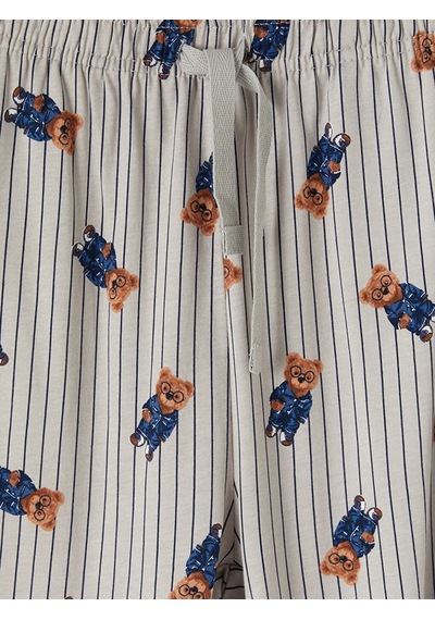 Lc Waikiki Lc Waıkıkı Bej Regular Fit Teddy Baskılı Erkek Pijama Takım