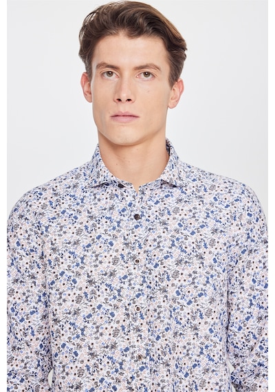 AC&Co / Altınyıldız Classics Erkek Beyaz Lacı Pamuklu Slim Fit Dar Kesim Büyük İtalyan Yaka Baskılı Gömlek Beyaz Lacı AC&Co / Altınyıldız Classics Erkek Beyaz Lacı Pamuklu Slim Fit Dar Kesim Büyük İtalyan Yaka Baskılı Gömlek Beyaz Lacı