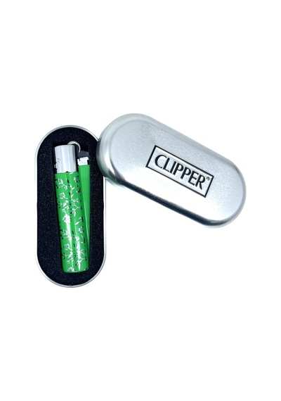 Clipper Green Pattern Metal Çakmak - Yeşil