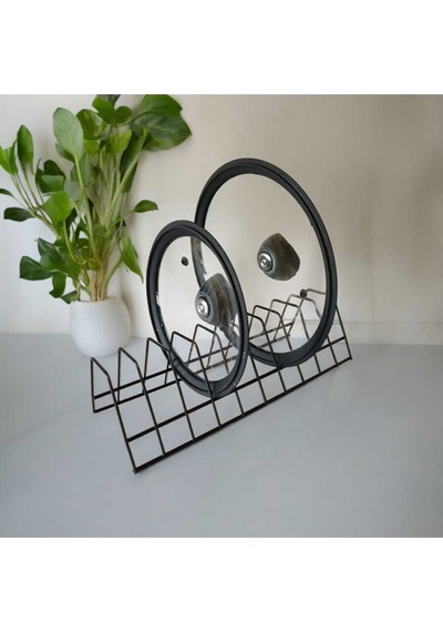 Tabaklık Rafı- Tencere Kapak Düzenleyici-tabak Kurutmalık -10 Bölmeli Siyah Stand Metal 34 X 25 Siya Diğer