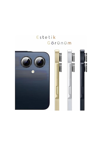 Samsung Galaxy Uyumlu A06 Raze Metal Kamera Lens Koruyucu Siyah