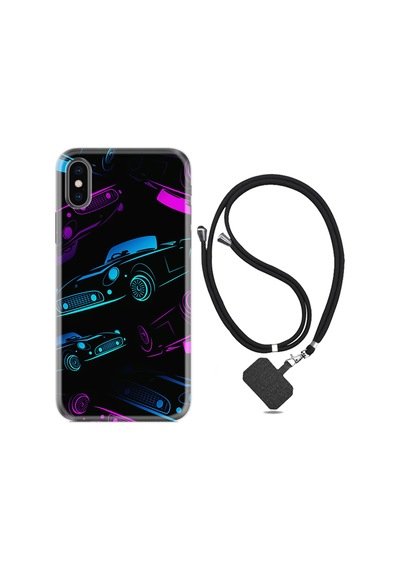 Apple Uyumlu iPhone XS Max Kılıf Boyun Askılı Cars Neon 1618