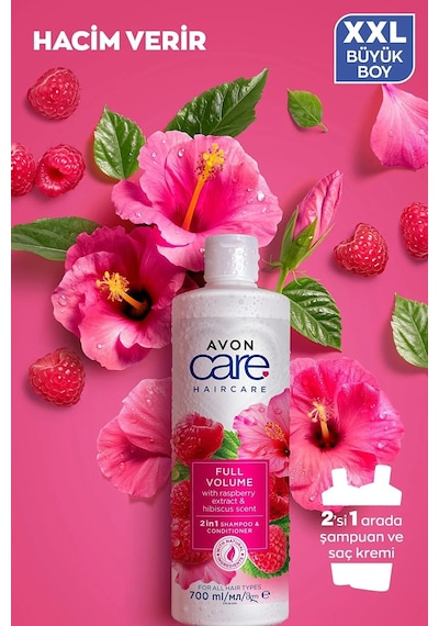 Avon Care Ahududu Ve Hibiscus Kokulu Şampuan Ve Saç Bakım Kremi 700 Ml. İkili Set