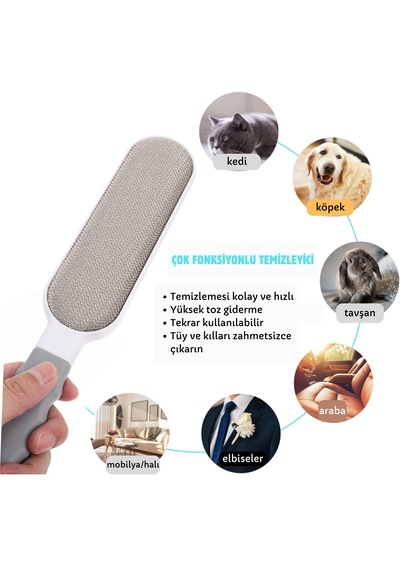 Hpytech Tüy/kıl Temizleme Fırçası-kedi/köpek Kılı Temizleme Fırçası-çift Taraflı Tüy Toplayıcı