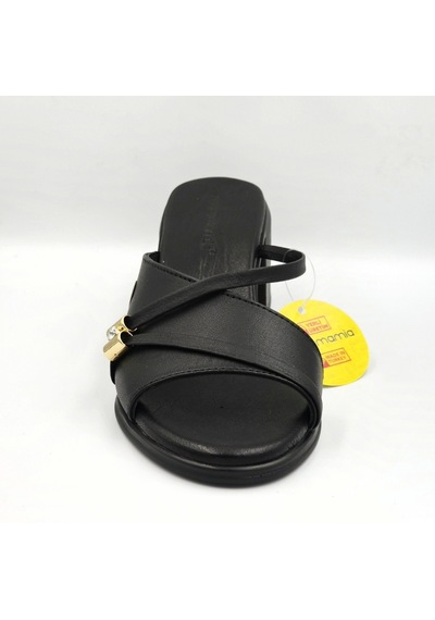 Mamma Mia Mammamia D26yt-6065 Siyah Hakiki Deri Kalın Topuklu 6cm Kadın Trendy Terlik