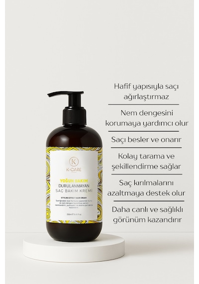 K K-care Cosmetics Yoğun Bakım Durulanmayan Şekillendirici Saç Bakım Kremi 250 ML
