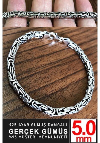 925 Ayar Gümüş Erkek Yuvarlak Kral Zincir Bileklik Künye Erkeğe Hediye Msb14 Mavi 71464505