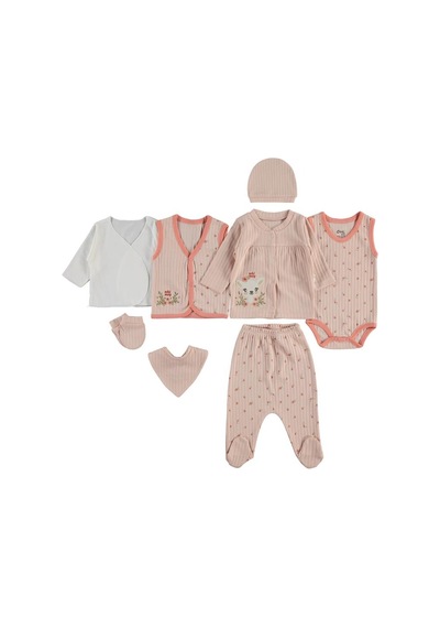 Civil Baby Ceylan Çiçek Baskılı Zıbın Setleri - Pembe Yavruağzı