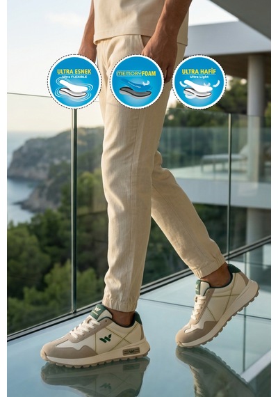 Walkway Muveon M Beyaz-gri-yeşil Hafif Esnek Erkek Spor Ayakkabı