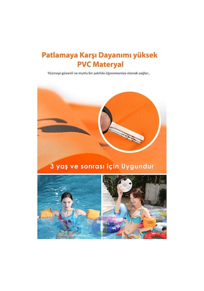 Technojet Yüzme Kolluk Çocuk Ve Yetişkinler İçin Yüzme Yardımcısı Şişme Deniz Havuz Simit 1 Çift Turuncu