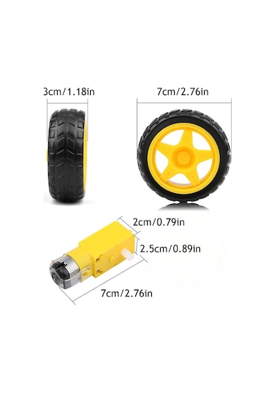 Robot Tekerlek Ve Dc Motor Seti 200rpm Araba Robot Akılı Araç Oyuncak 250rpm Dc 3v-9v