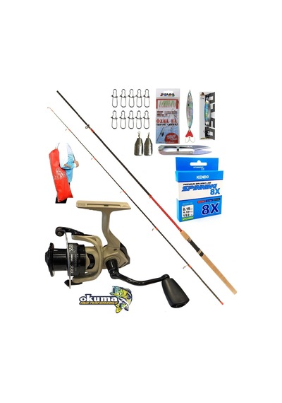 Okuma Outrax 3000 270cm 10-35gr Remixon Red Zoom Rapala Maket Balık Spin Olta Takımı Seti